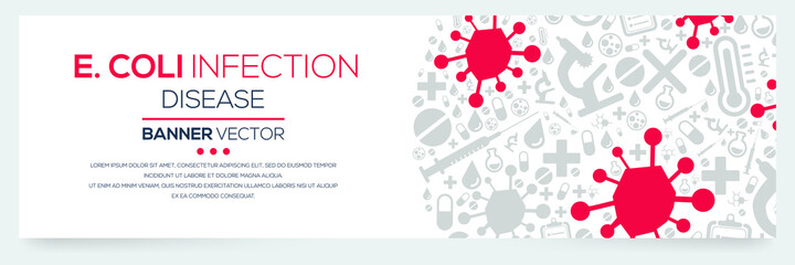 Creative (E. coli Infection) disease Banner Word with Icons ,Vector illustration.
