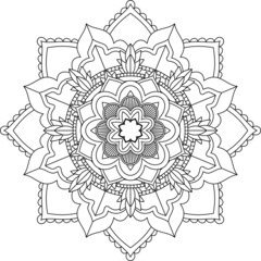 Easy Mandala coloring book simple and basic for beginners, seniors and children. Set of Mehndi flower pattern for Henna drawing and tattoo. Decoration in ethnic oriental, Indian style.