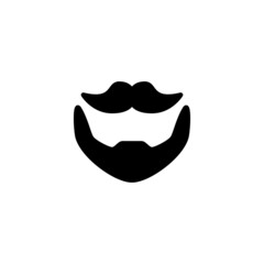 Moustache & beard Icon in black flat glyph, filled style isolated on white background