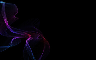 Dark abstract background with a glowing abstract waves