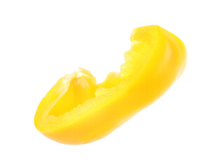 Slice of yellow bell pepper isolated on white