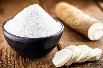 alternative flour, vegan food, typical of Brazil, made with cassava. Typical south american root