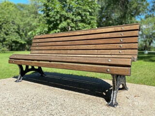 wooden park bench in nature