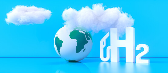 Blue Hydrogen filling H2 Gas Pump station icon isolated on background - H2 energy concept