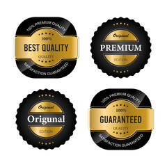 Set golden badges and labels. vector illustration