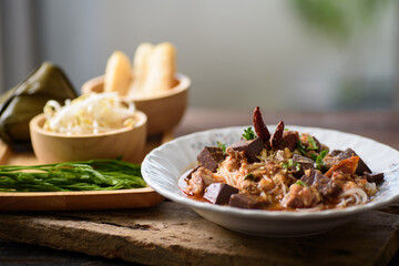 Northern Thai food (Khanom jeen nam ngeaw), local and culture food that is unique of Thailand