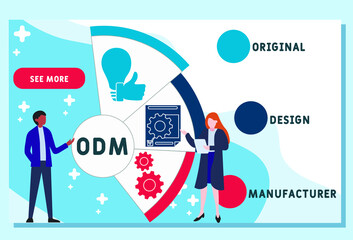Vector website design template . ODM - original design manufacturer acronym, business concept. illustration for website banner, marketing materials, business presentation, online advertising.
