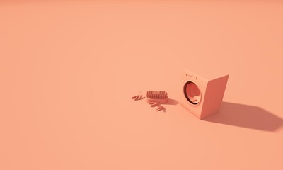 3d render of modrn abstract washing machine in pastel background