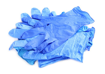 Heap of medical gloves isolated on white