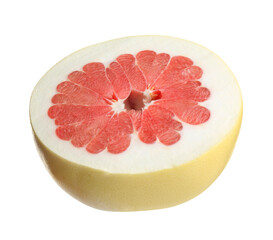 Half of red pomelo isolated on white