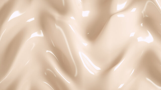 cream nude organic smooth pale beige color plastic 3d render abstract wave background, elegant textile, macro carpet soft texture