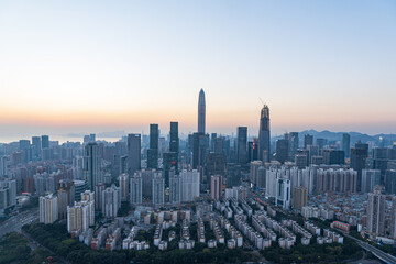 Naklejka na ściany i meble The high-rise skyline scenery of Luohu and Nanshan in the evening in Shenzhen, China