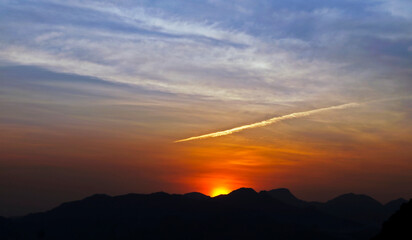 Sunset behind the mountains, Rio de Janeiro, Brazil