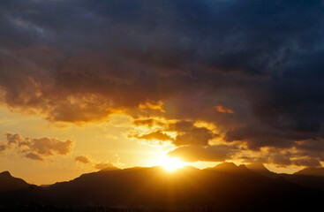 Sunset behind the mountains, Rio de Janeiro, Brazil
