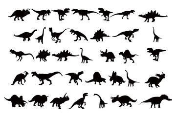 dinosaur silhouette icon vector set for logo