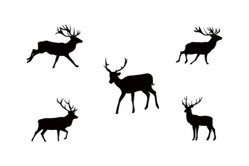 Fototapeta premium deer silhouette icon vector set for logo