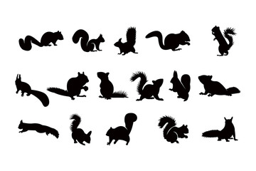 squirrel silhouette icon vector set for logo © kirania