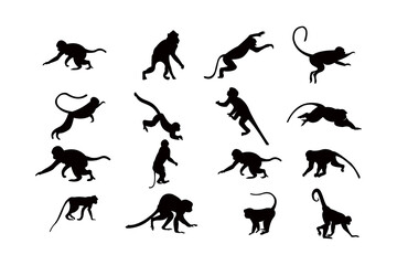 monkey silhouette icon vector set for logo