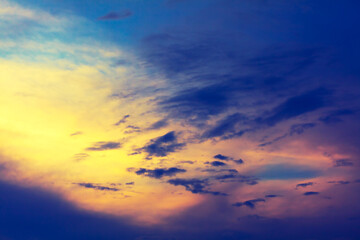 Multicolored clouds with dusk light 