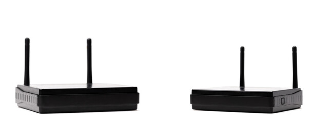 set of wifi router isolated on a white background. wireless hardware equipment