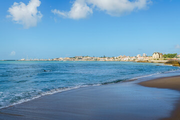 Natural scenery of the beach coastline in Cascais town, Portugal