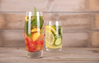 Two cups of lemon mint strawberry tea to quench thirst in summer