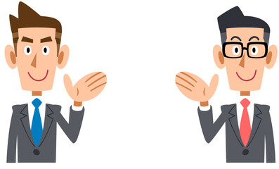 案内する2人のビジネスマン　上半身
