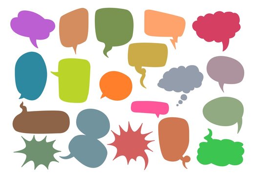Collection of message chat balloons without text. Colorful speech bubbles. Cartoon vector illustration