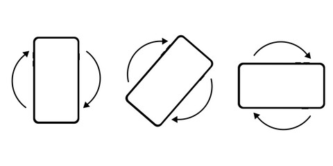 Vector phone rotation icons. Rotate images for a smartphone. Swipe device symbols. Stock image. EPS10