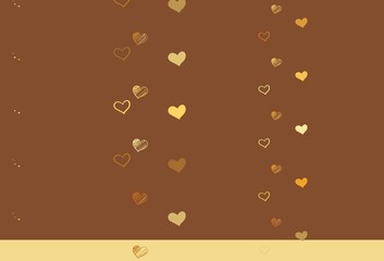 Light Orange vector background with Shining hearts.