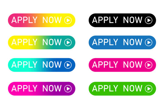 Vector set of apply now buttons. Application icon. Multi-colored lines for registration. Stock image. EPS10