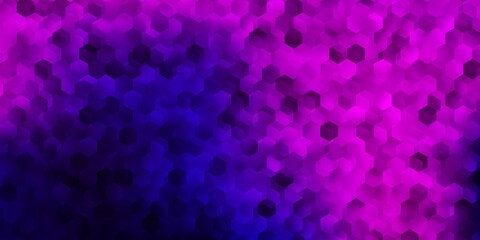 Dark purple vector layout with shapes of hexagons.