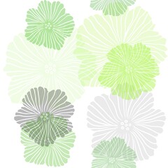 Light Green vector seamless doodle pattern with flowers.