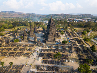 Prambanan Hindu temple Drone view 