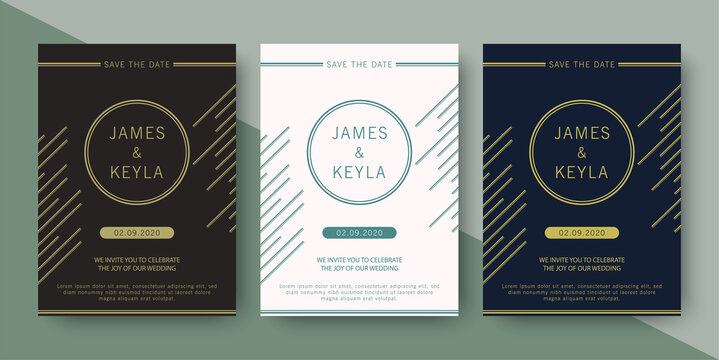 wedding invitation with elegant abstract lines