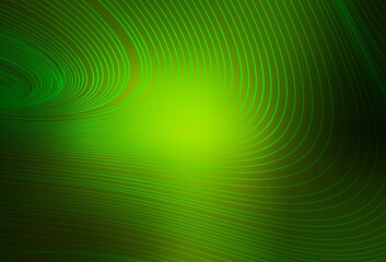 Dark Green vector layout with curved lines.