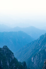 Naklejka premium Landscape of Mount Huangshan (Yellow Mountains). UNESCO World Heritage Site. Located in Huangshan, Anhui, China.