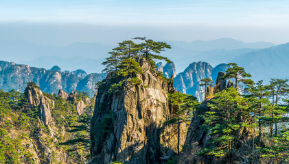 Landscape of Mount Huangshan (Yellow Mountains). UNESCO World Heritage Site. Located in Huangshan, Anhui, China.