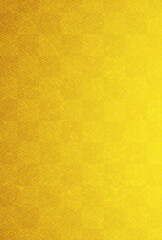 金色の市松と菱青海波模様、ハガキ比率の日本の伝統模様背景 ver.1