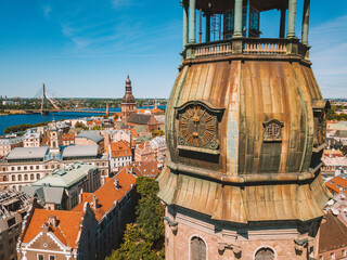 View of Riga city from a clock tower of St. Peter's Church
