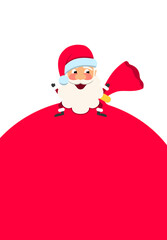 Cheerful Santa Claus with Sack, Copy Space for Your Text