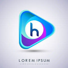 H letter colorful logo in the triangle shape, Vector design template elements for your Business or company identity.