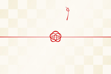 水引背景素材　梅結びのかわいいのし紙デザイン　金の市松模様　お祝い・年賀状などに