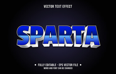 Editable text effect - sparta blue and white color gradient style	
