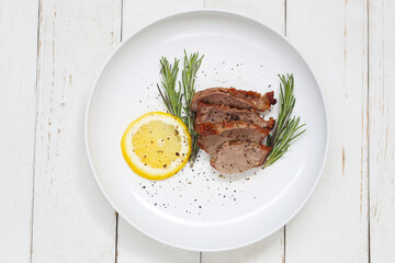 Black Pepper Grilled Pork with lemon.
