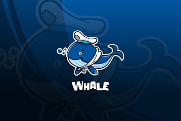 Whale esport mascot design. Sailor