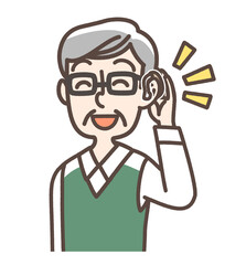 補聴器　難聴など　おじいさん
