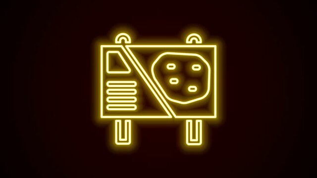 Glowing neon line Amusement park billboard icon isolated on black background. Entertainment in vacation. 4K Video motion graphic animation