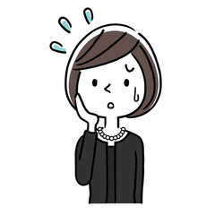 ベクターイラスト素材：喪服を着た女性、パニック
