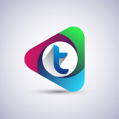 T letter colorful logo in the triangle shape, Vector design template elements for your Business or company identity.